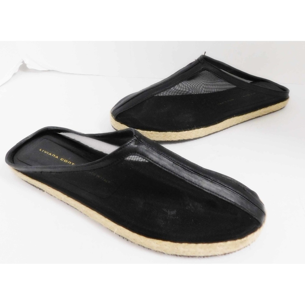 LIVIANA CONTI Black Mesh Flat Mules Italy  sz 39